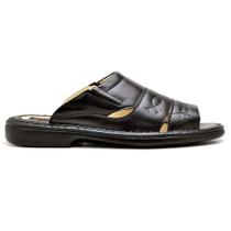 Chinelo Masculino Conforto Couro Preto