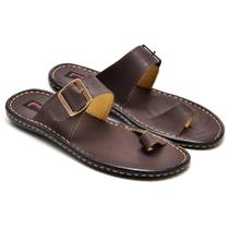 Chinelo Masculino Couro De Dedo Ranster Confortável Tam 43 Cor Café