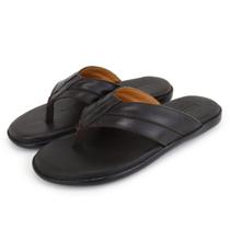Chinelo Masculino Couro Legitimo Macio Leve Conforto Sola de Borracha 105 Café