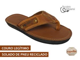 Chinelo Masculino Couro Legítimo Solado Antiderrapante REF24M