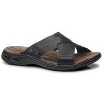 Chinelo Masculino Couro Preto Pegada 130683-04