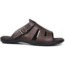 Chinelo Masculino De Couro Chocolate 900 F008