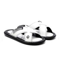 Chinelo Masculino De Couro Legitimo Solado Antiderrapante Leve Macio Confortável Casual Moderno Moda Atual 2024