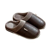 Chinelo Masculino De Inverno Em Couro PU Com Forro De Pele, Impermeável E De Algodão, Tamanho Grande Chinelo Masculino De Inverno Em Couro PU Com Forro De Pele, Impermeável E De Algodão, Tamanho Grande