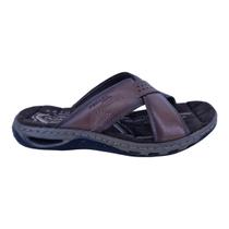 Chinelo Masculino Em Couro Casual Pegada 131661 Marrom