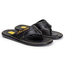 Chinelo Masculino Em Couro Legitimo Forrado Confortável Leve