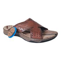 Chinelo Masculino em Couro Pegada Tiras Cruzadas c/ Amortech Chinelo Masculino em Couro Pegada Tiras Cruzadas c/ Amortech