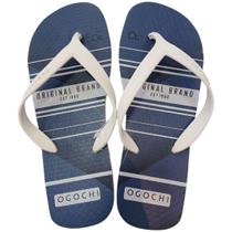 Chinelo Masculino Estampado Azul Branco Ogochi