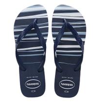 Chinelo Masculino Havaianas Top Basic Listras Marinho e Branco