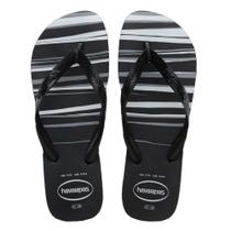 Chinelo Masculino Havaianas Top Basic Listras Preto e Branco Chinelo Masculino Havaianas Top Basic Listras Preto e Branco
