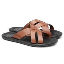 Chinelo Masculino Jacometti Couro Conforto Dia a Dia Chinelo Masculino Jacometti Couro Conforto Dia a Dia