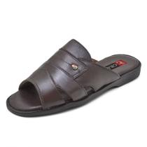 Chinelo masculino linha repouso em couro palmilha espumada GR 408 marrom-café Chinelo masculino linha repouso em couro palmilha espumada GR 408 marrom-café