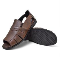 chinelo masculino linha repouso em couro palmilha espumada GR 888 café