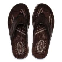 Chinelo Masculino Pegada Anilina Couro Tiras Marrom