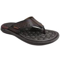 Chinelo Masculino Pegada Casual em Couro Marrom 133155-02