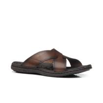 Chinelo Masculino Pegada Em Couro Cruzado Plus Size 45 ao 48