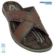 Chinelo Masculino Pegada Ortopédico Couro