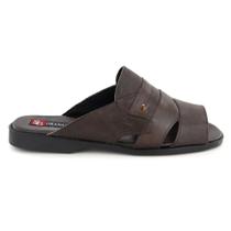 Chinelo Masculino Sandalia Couro Legitimo Idoso Ortopédica Franciscana