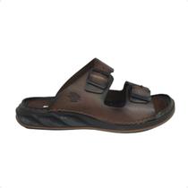Chinelo masculino slide pegada marrom -