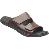 Chinelo Masculino Slide Tira Dupla Couro Pinhão Pegada 131283-01