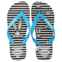 Chinelo Masculino Top Looney Tunes Branco - Havaianas Branco e Azul Claro