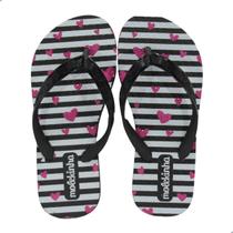 Chinelo Menina Infantil Molekinha Preto e Branco