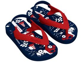 Chinelo menina ipanema baby c/ elástico azul/vermelho 27011 -