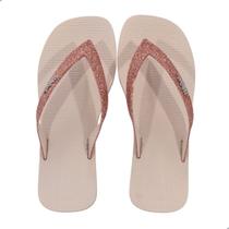 Chinelo Mini Melissa Sun Long Beach II Infantil Rosa Glitter