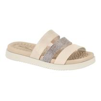 Chinelo Modare Cofortável Slide Feminino Strass Marrom Claro