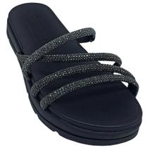 Chinelo Moleca Cristais Silver Tira Pronta Feminina