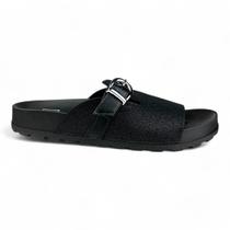 Chinelo Moleca Feminino Flatform Preto com Fivela Casual