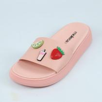 Chinelo Moleca Flat Slide Com Aplicacao