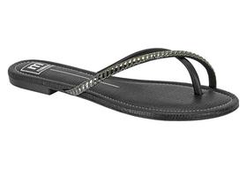 Chinelo Moleca Rasteira Feminina Strass 5429.450 Preto