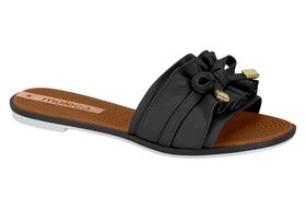 Chinelo Moleca Slide Laço com Enfeite Dourado 5297.446