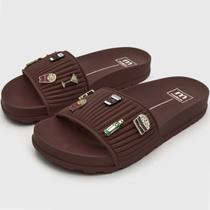 Chinelo Moleca Slide Pins Feminino - Marrom Escuro - 35
