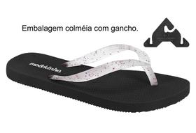 Chinelo Molekinha Gliter Cristal Multi Color/Preto Ref: 2364.200