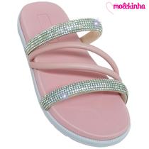 Chinelo Molekinha Infantil Strass Napa Meninas Fashion