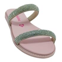 Chinelo Molekinha Rasteirinha Infantil Feminina Tira Cristal