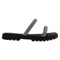 Chinelo Molekinha Slide Infantil Preto Strass