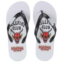 Chinelo Netflix Stranger Things Hellfire Branco e Preto - Unissex Chinelo Netflix Stranger Things Hellfire Branco e Preto - Unissex