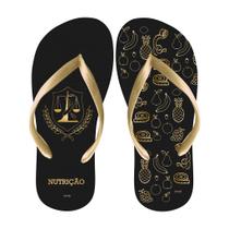 Chinelo Nutrição Nutricionista e Dieta Preto e dourado