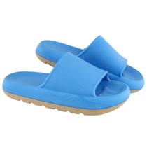 Chinelo Nuvem Bicolor Slide Azul Confortável Macio em PU Qualidade Moderno