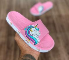 Chinelo Nuvem confortável menina criança unicórnio Rosa Azul - Spacemanshoes