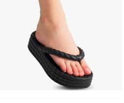 Chinelo Nuvem De Dedo Trança Plataforma Leve Confortável