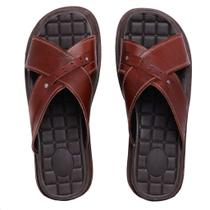 Chinelo Ortopédico Anatômico Anti Stress Masculino Couro