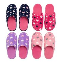 Chinelo Pantufa Feminina Adulto Inverno Estampa Coração - Mili Multicoisas Chinelo Pantufa Feminina Adulto Inverno Estampa Coração - Mili Multicoisas