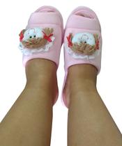 Chinelo Pantufa Infantil e Adulto Boneca Tal Mãe Tal Filha em Algodão Aberta na Frente - Linda Gestante