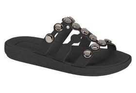 Chinelo Papete Feminino Moleca Duas Tiras Esferas Douradas Confortável Estilosa