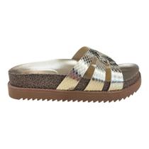 Chinelo Papete Feminino Moleca Slid Casual Conforto Antiderrapante Brilho Metalizado Tiras 5500.116 Dourado