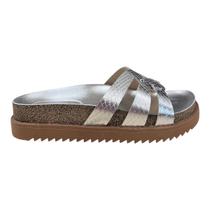Chinelo Papete Feminino Moleca Slid Casual Conforto Antiderrapante Brilho Metalizado Tiras 5500.116 Prata Chinelo Papete Feminino Moleca Slid Casual Conforto Antiderrapante Brilho Metalizado Tiras 5500.116 Prata